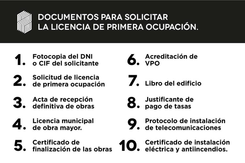 Listado de documentos para solicitar la licencia de primera ocupación