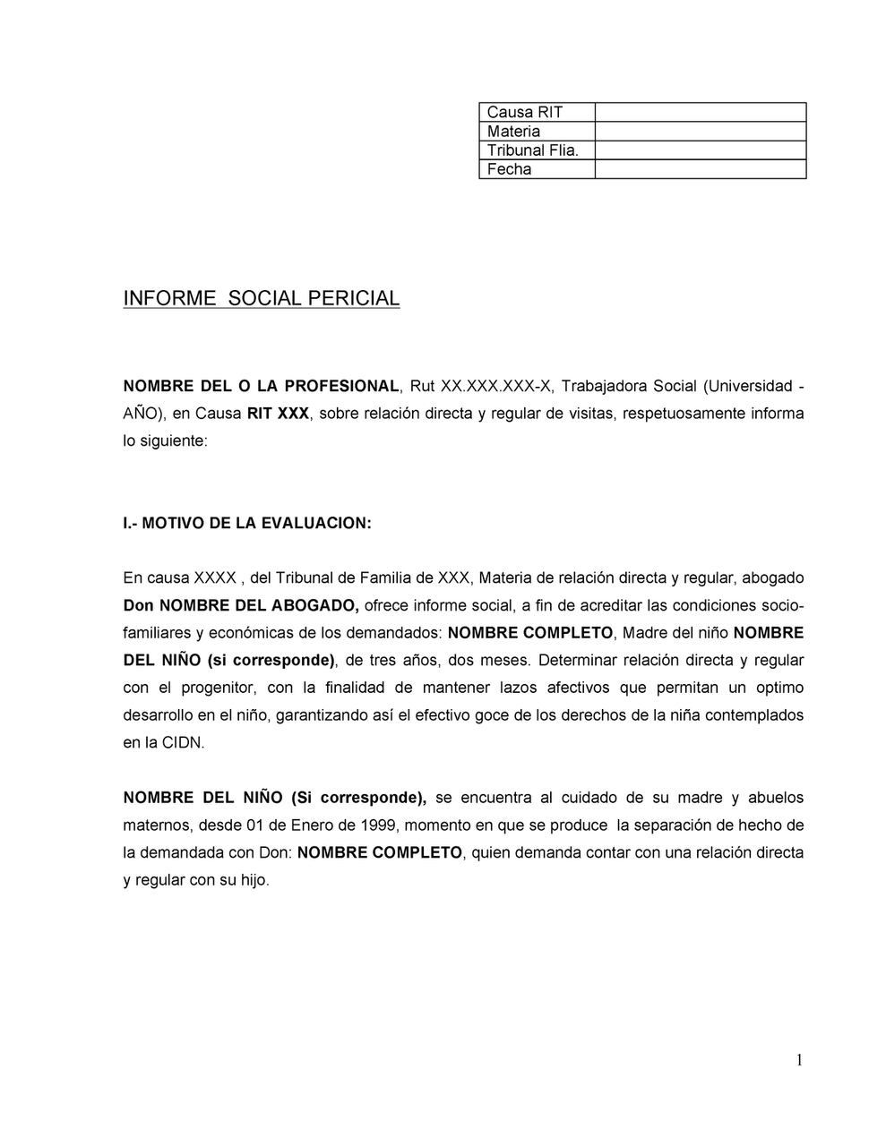 ejemplo de informe pericial que explica qué elementos debe tener el documento