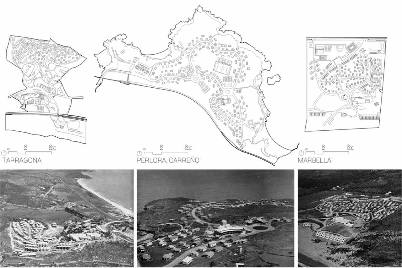 la Obra Sindical del Hogar construyó durante la dictadura Franquista tres complejos vacacionales: Tarrragona, Perlora y Marbella